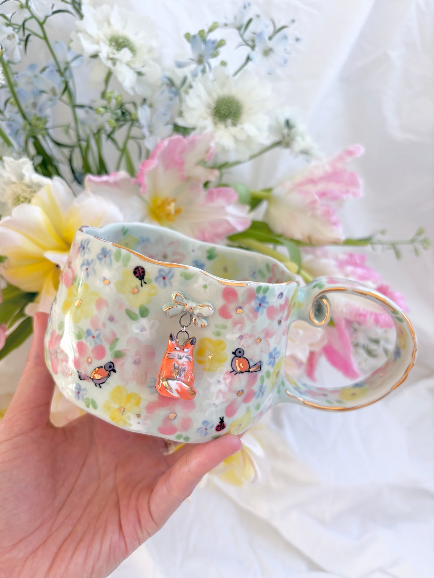 In The Forest 💐 🦊 🧚♀️🦜✨14k Gold Lustre Item ✨