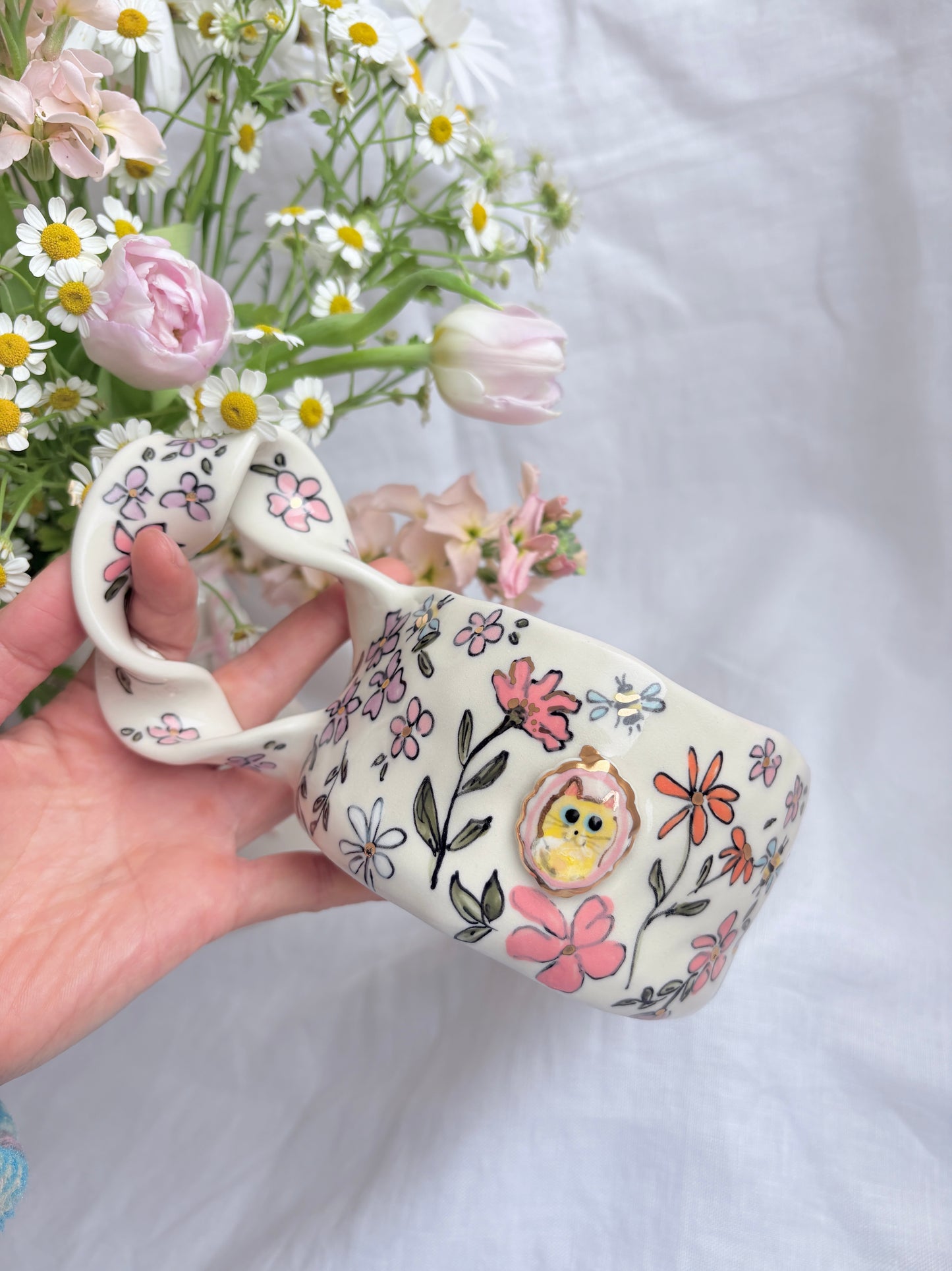Fairy Garden 🧚♀️🐈 💐🦋✨14k Gold Lustre Item ✨