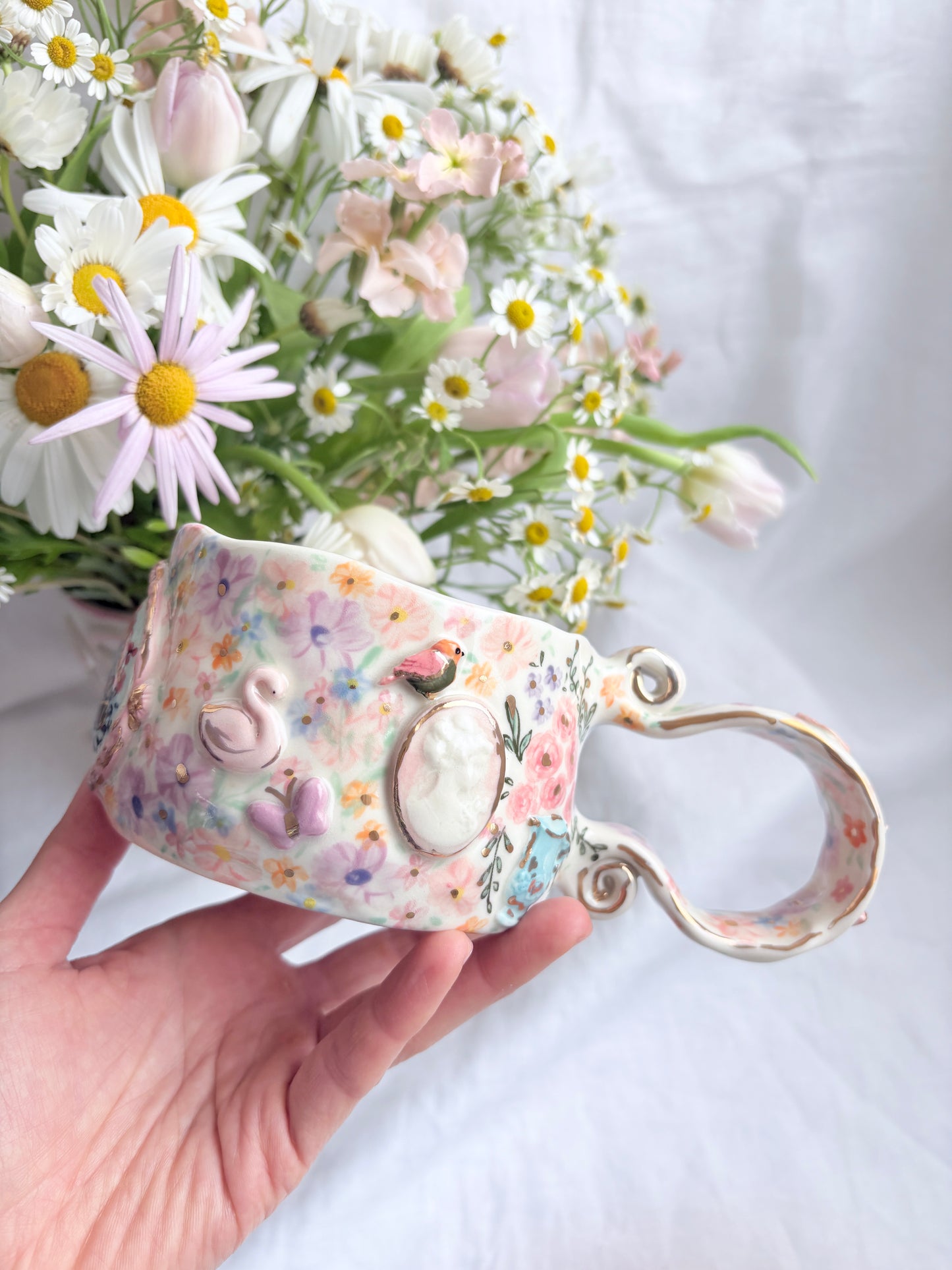 Fairy Garden 🦢🎀 💐🪿✨14k Gold Lustre Item ✨