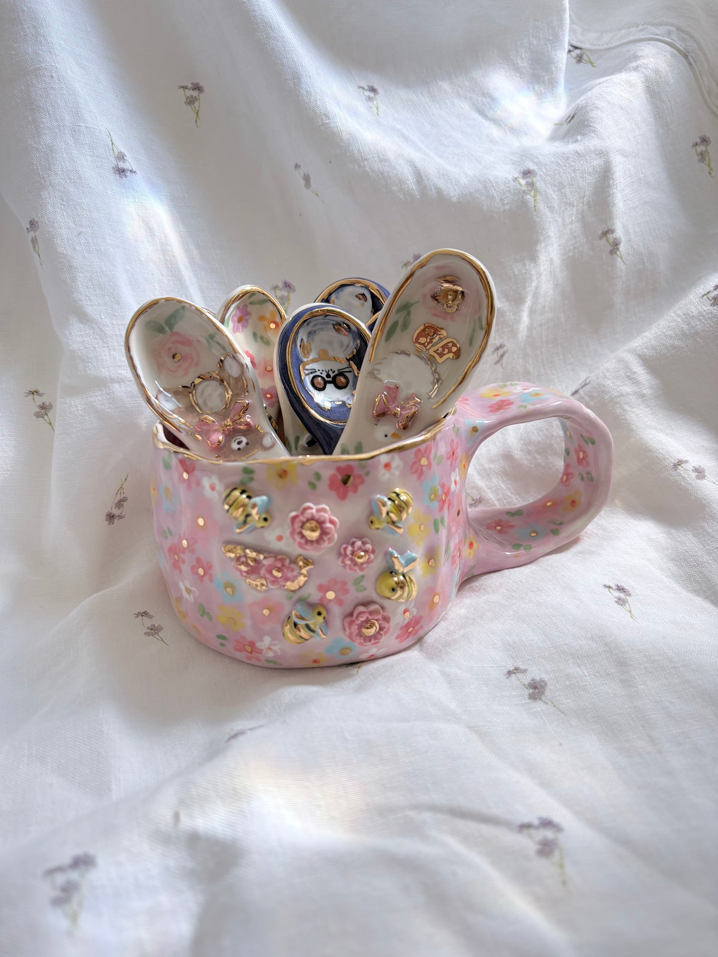 Ceramic mini spoon 🦆 🎀 ✨14k Gold Lustre Item ✨