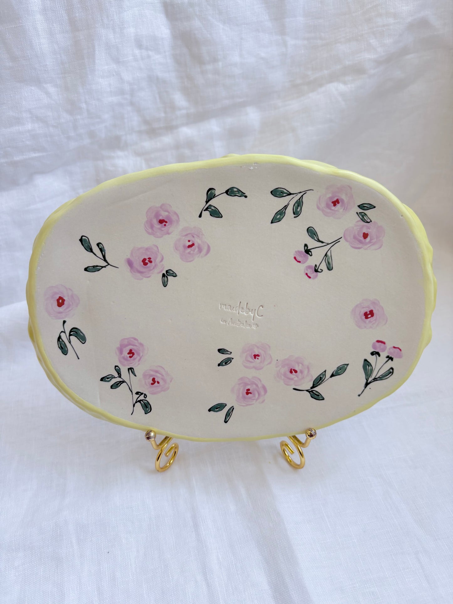 Heart full of Roses Gallery Plate 💐 💛 🐱 ✨Gold Lustre Item ✨