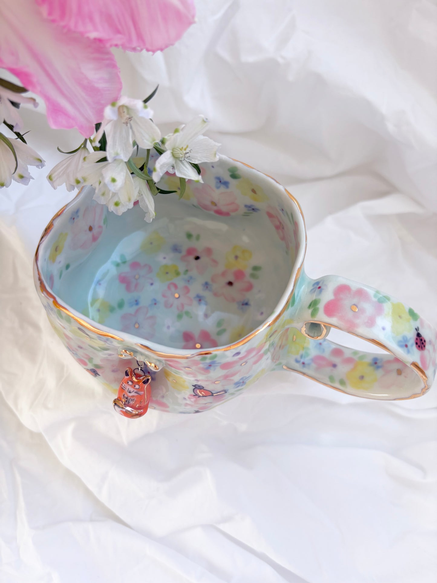 In The Forest 💐 🦊 🧚‍♀️🦜✨14k Gold Lustre Item ✨