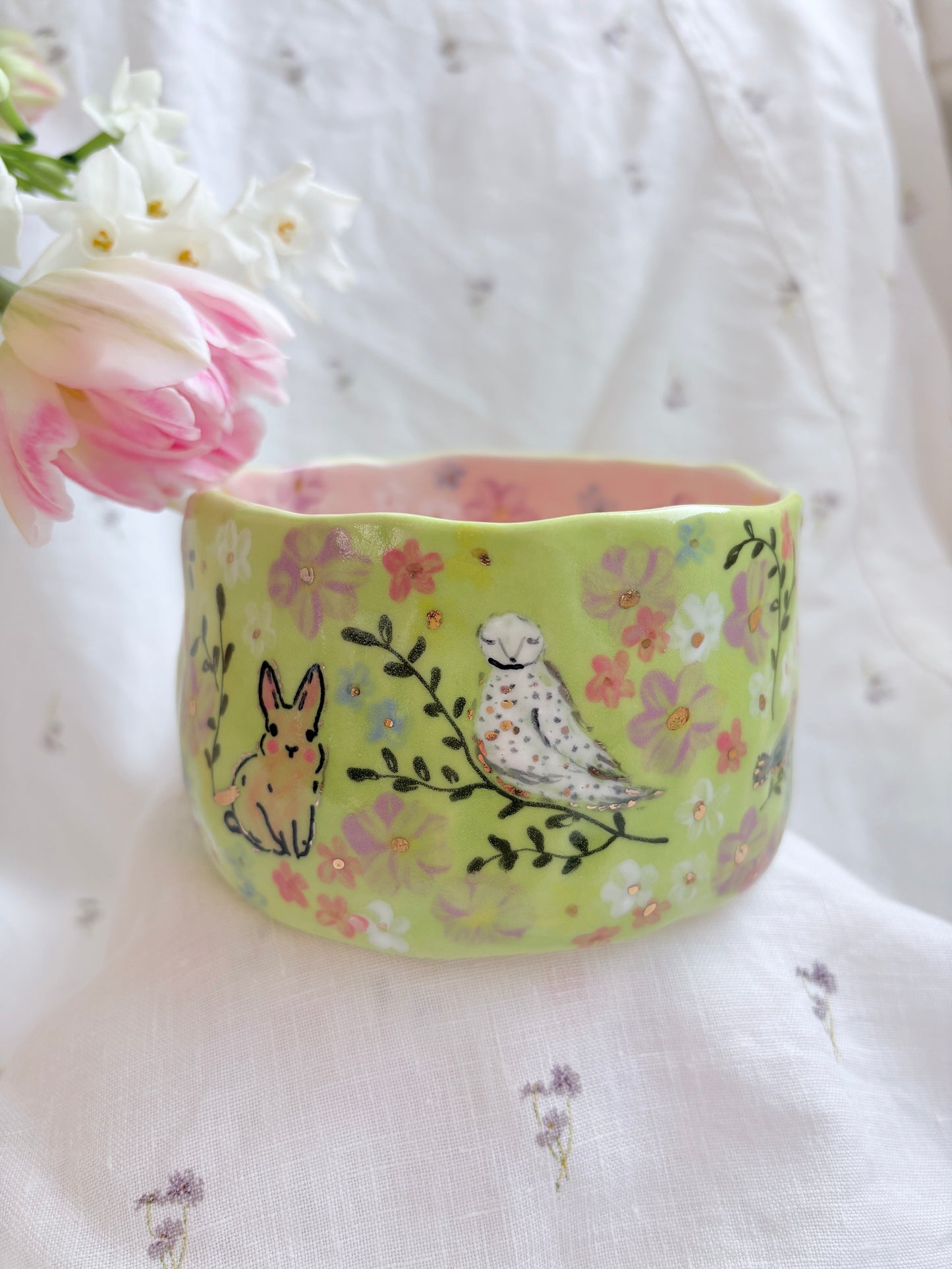 In the Forest 🌸🦉🦊✨14k Gold Lustre Item ✨
