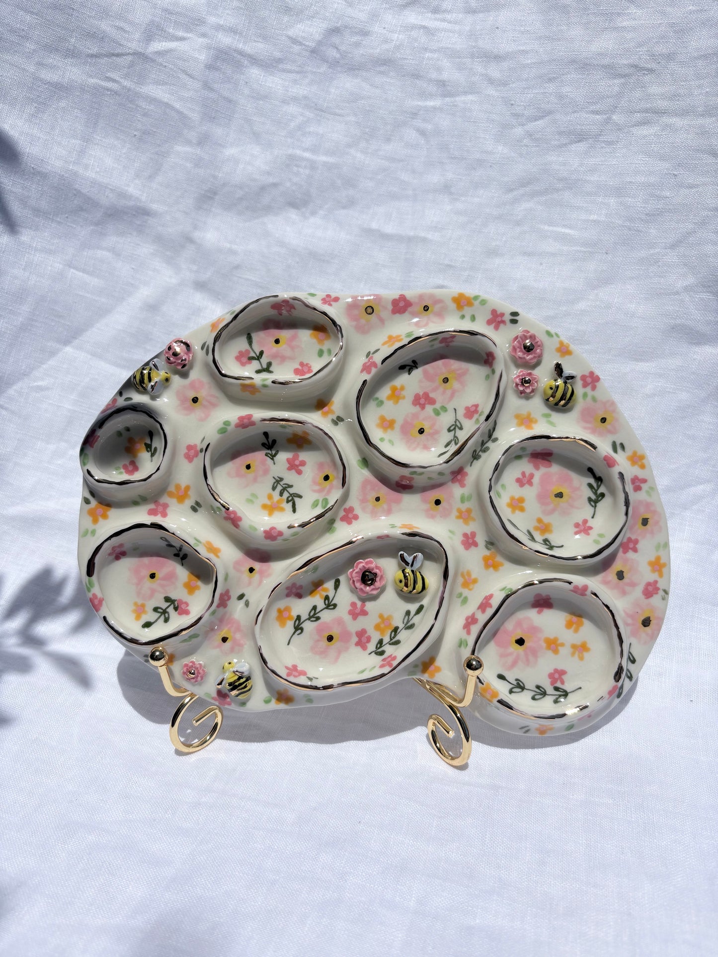 Fairy Garden Paint Pallet🧚‍♀️🐝 💐✨14k Gold Lustre Item ✨