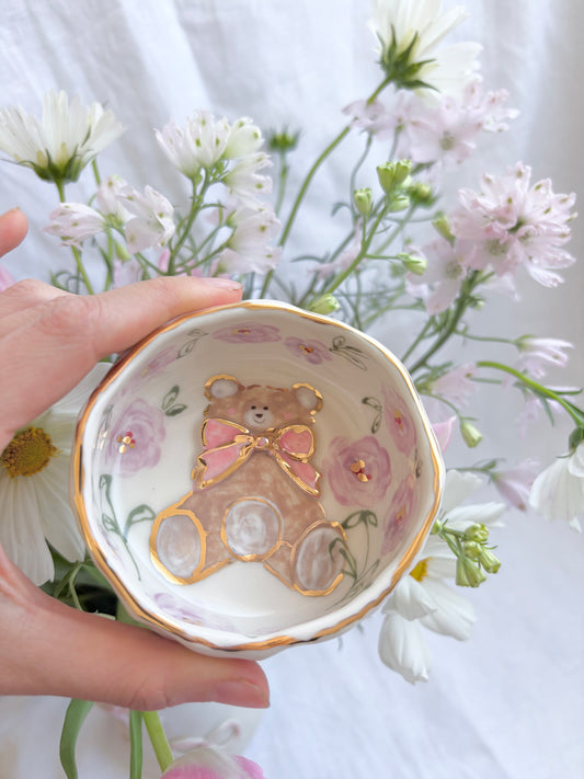 Honey Bear 🧸 💜 ring dish ✨Gold Lustre Item ✨