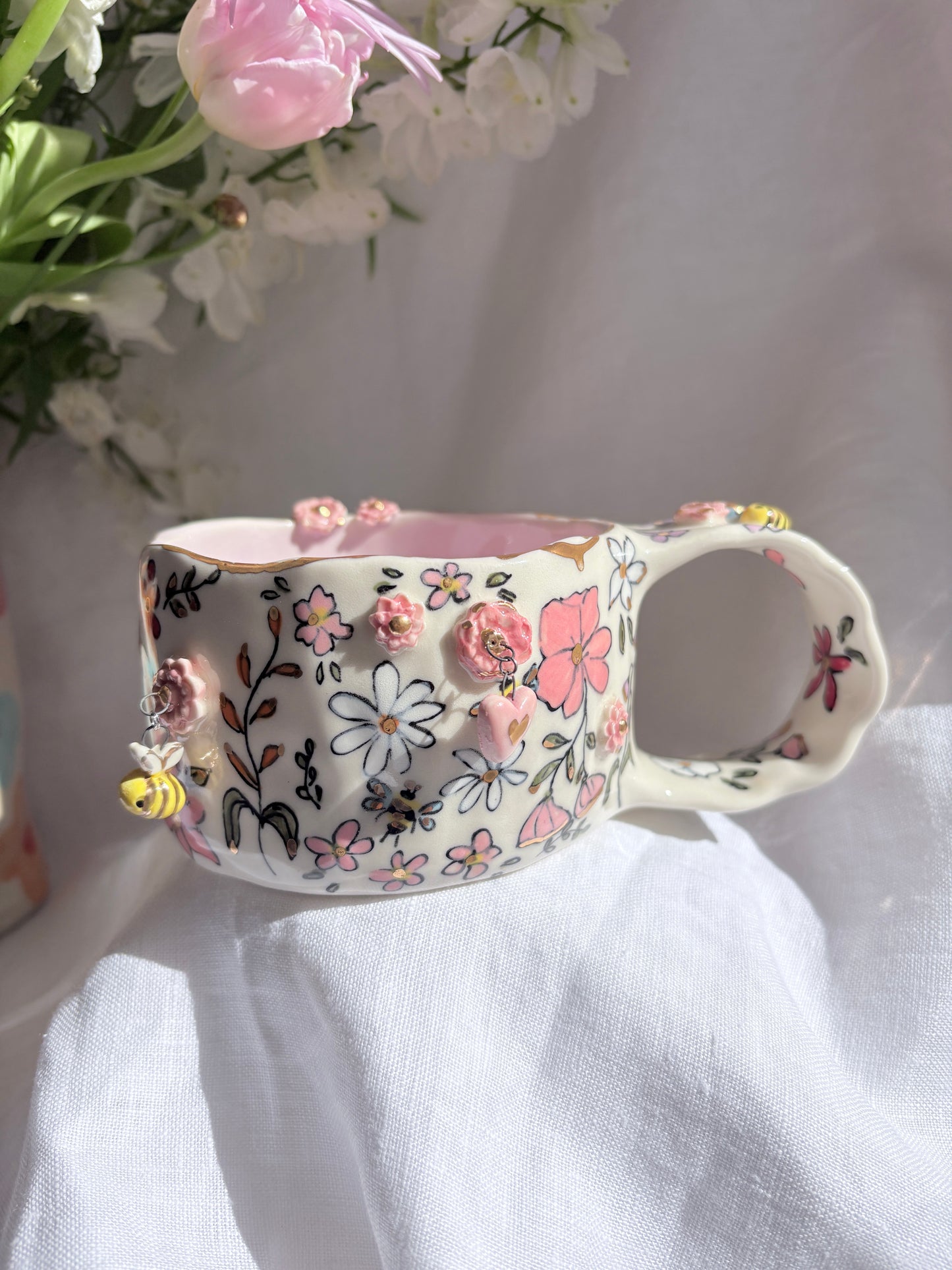Fairy Garden Charm Mug 🧚‍♀️ 💐✨14k Gold Lustre Item ✨