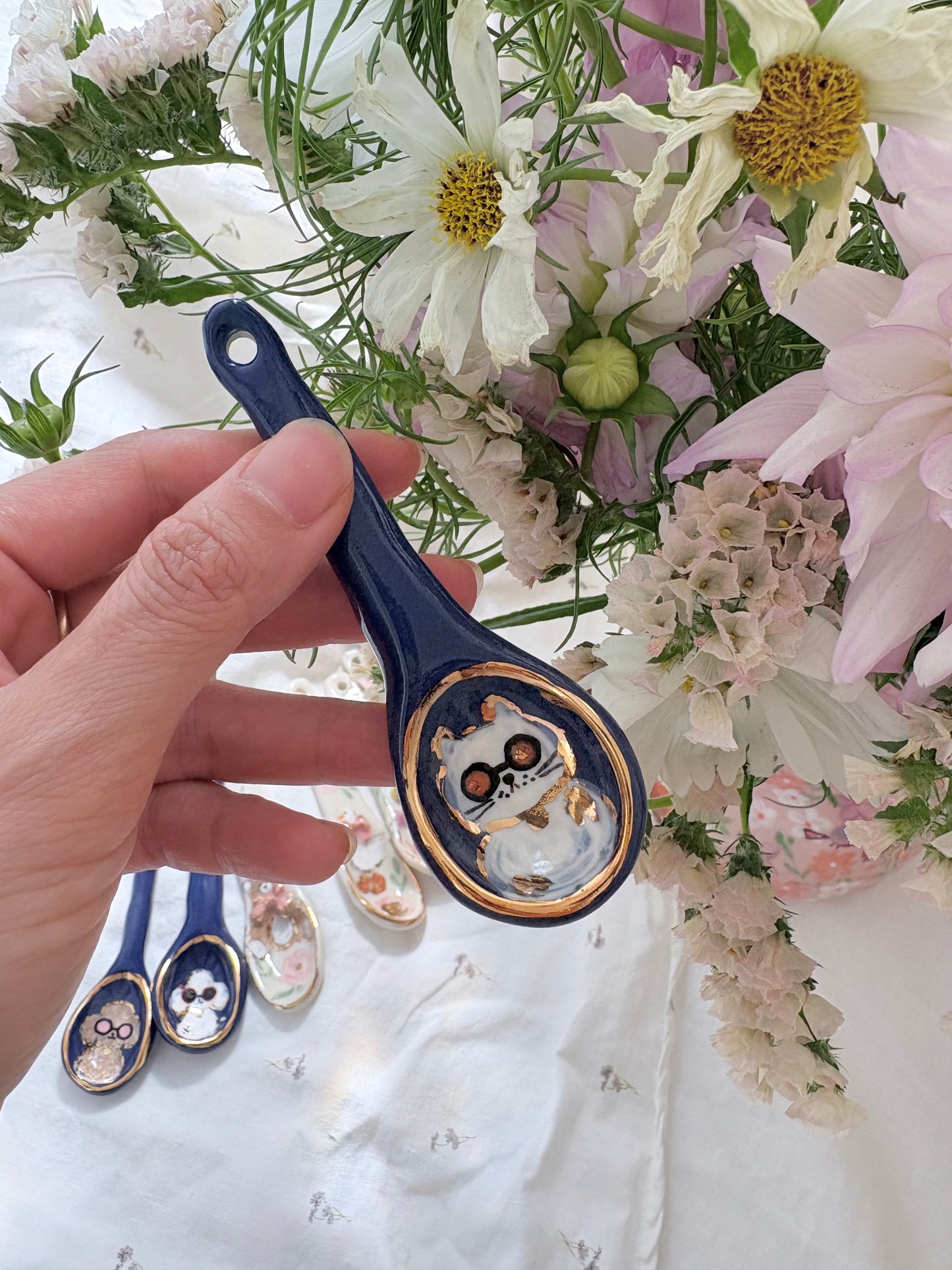 Ceramic mini spoon 🦆 🎀 ✨14k Gold Lustre Item ✨