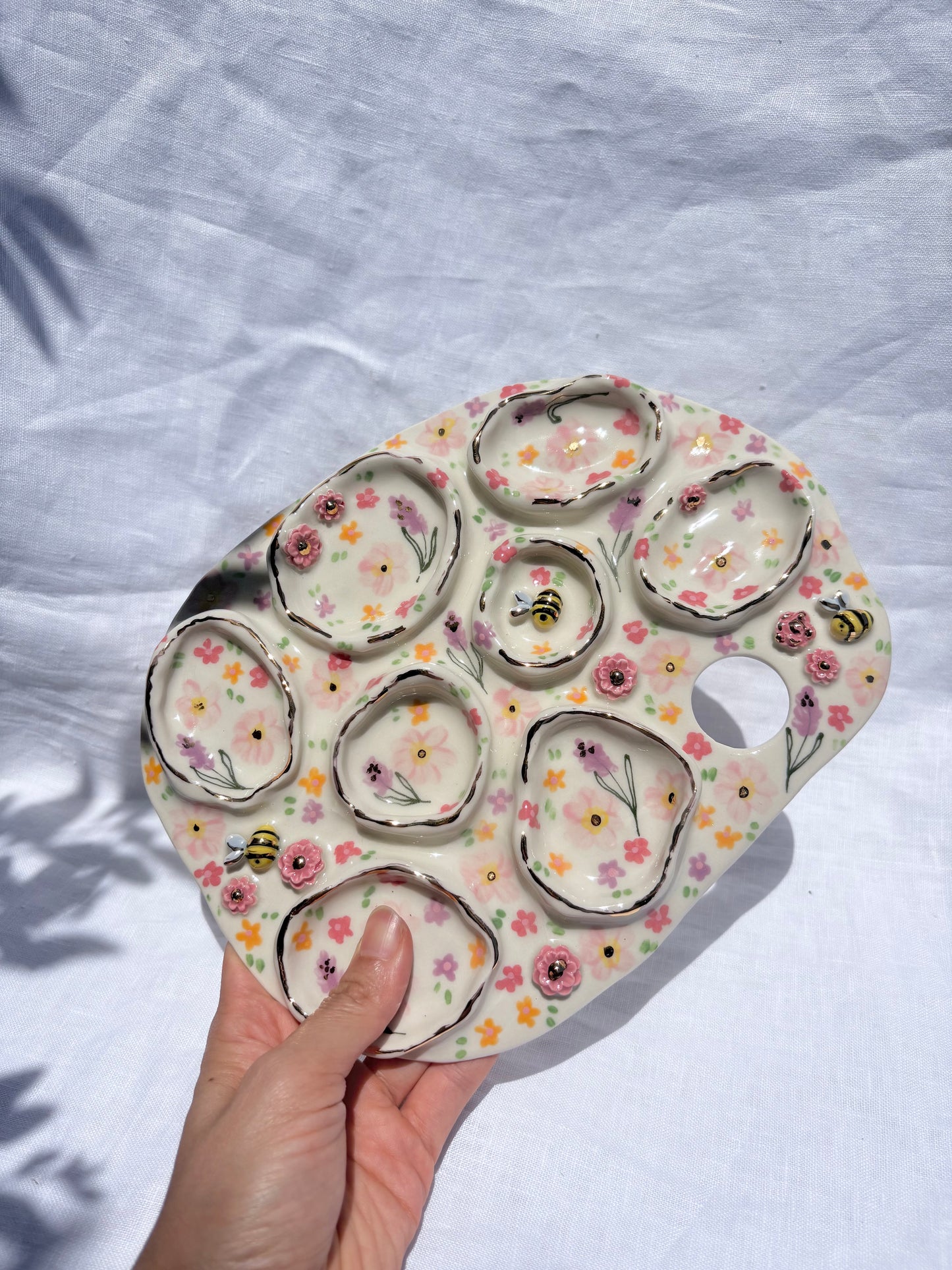 Lavender fields Paint Pallet 💜🧚‍♀️🐝 💐✨14k Gold Lustre Item ✨