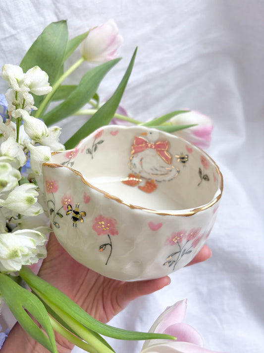 Fairy Goose  Matcha Bowl 🦆 🎀 ✨14k Gold Lustre Item ✨