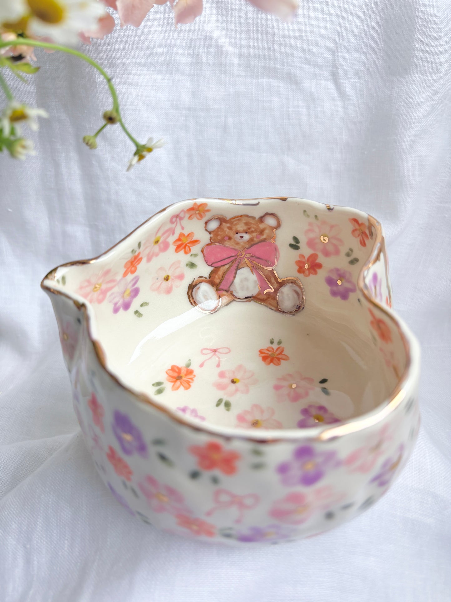 Honey Bear 🧸 Matcha bowl ✨14k Gold Lustre Item ✨