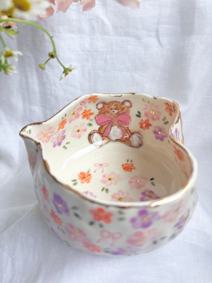 Honey Bear 🧸 Matcha bowl ✨14k Gold Lustre Item ✨