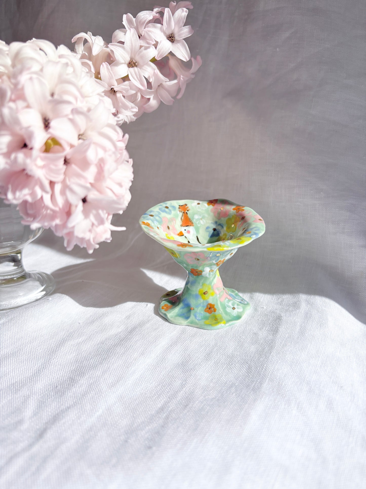 Fairy Goose 🦆 🎀 mini ring dish✨14k Gold Lustre Item ✨