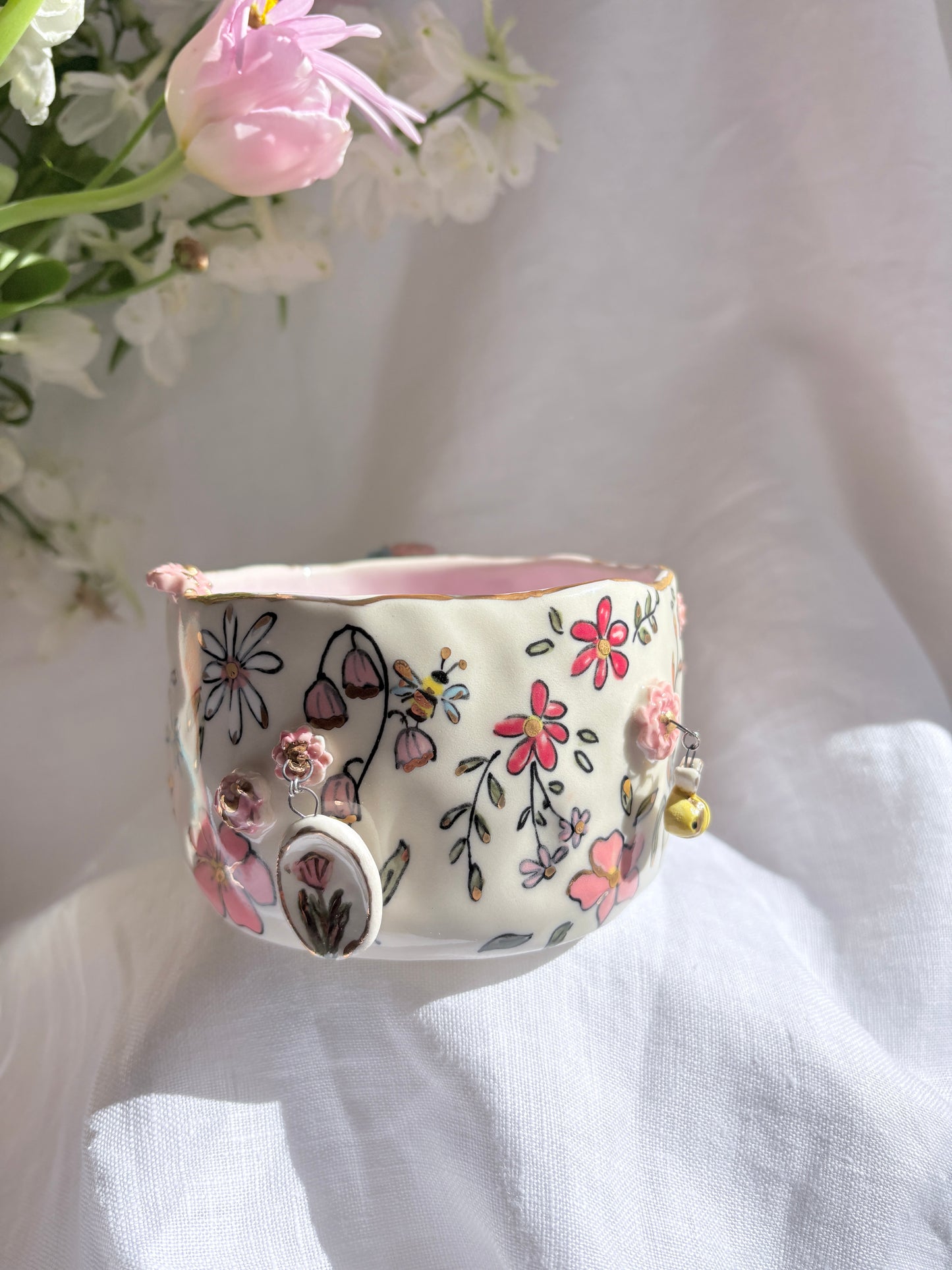 Fairy Garden Charm Mug 🧚‍♀️ 💐✨14k Gold Lustre Item ✨