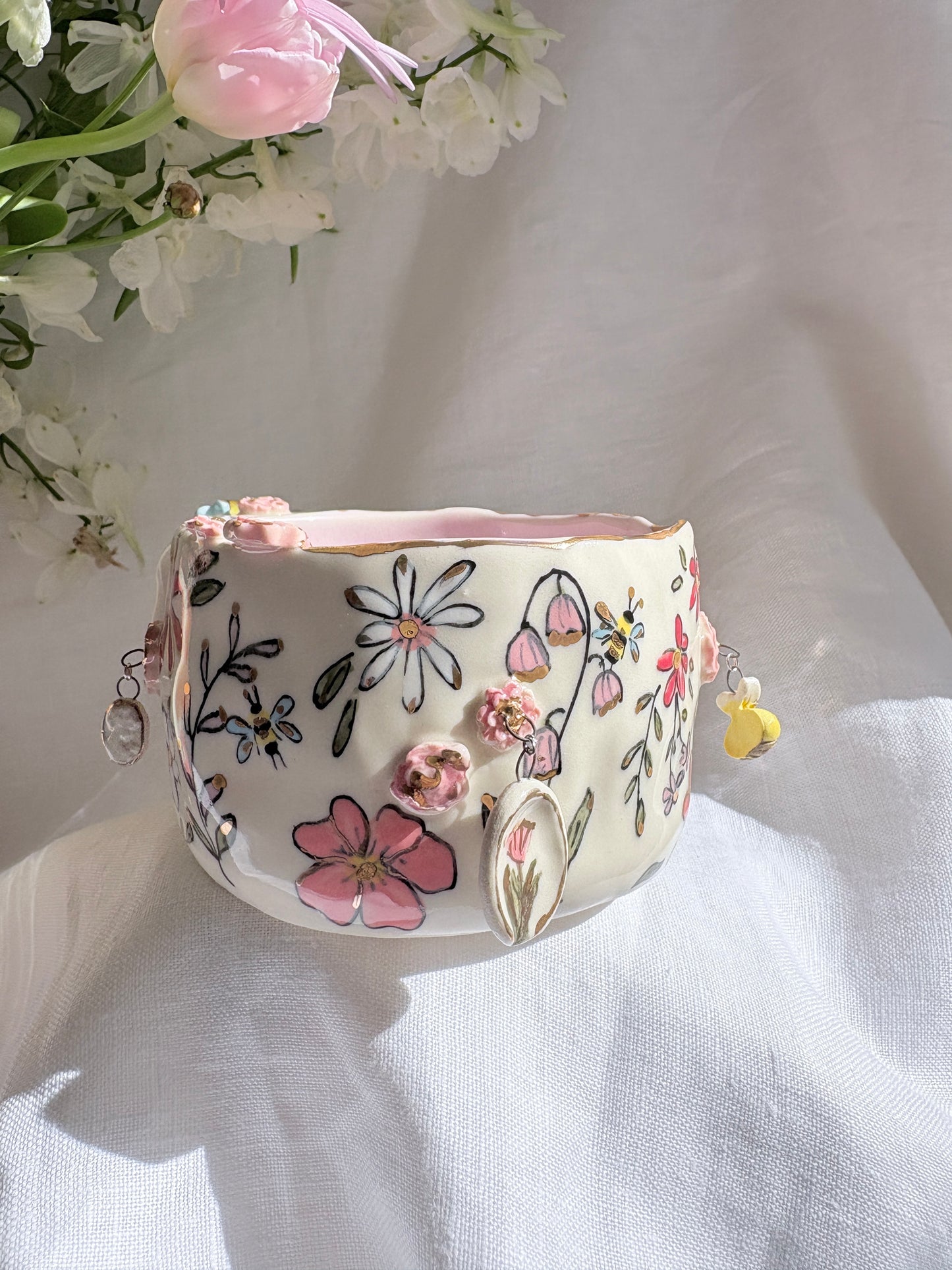 Fairy Garden Charm Mug 🧚‍♀️ 💐✨14k Gold Lustre Item ✨