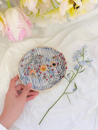 Candy Stripe Trinket Plate 💙✨Gold Lustre Item ✨