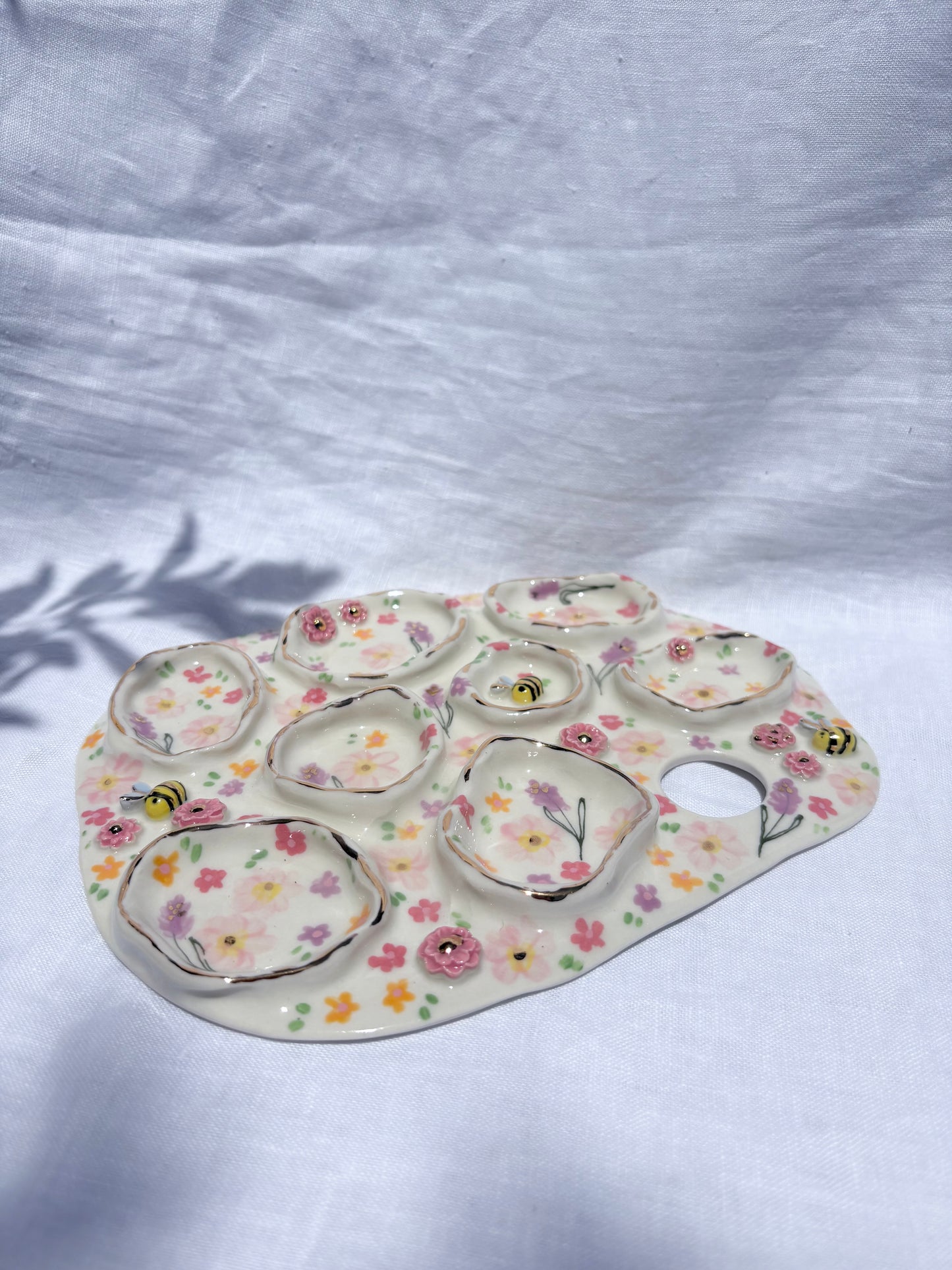 Lavender fields Paint Pallet 💜🧚‍♀️🐝 💐✨14k Gold Lustre Item ✨