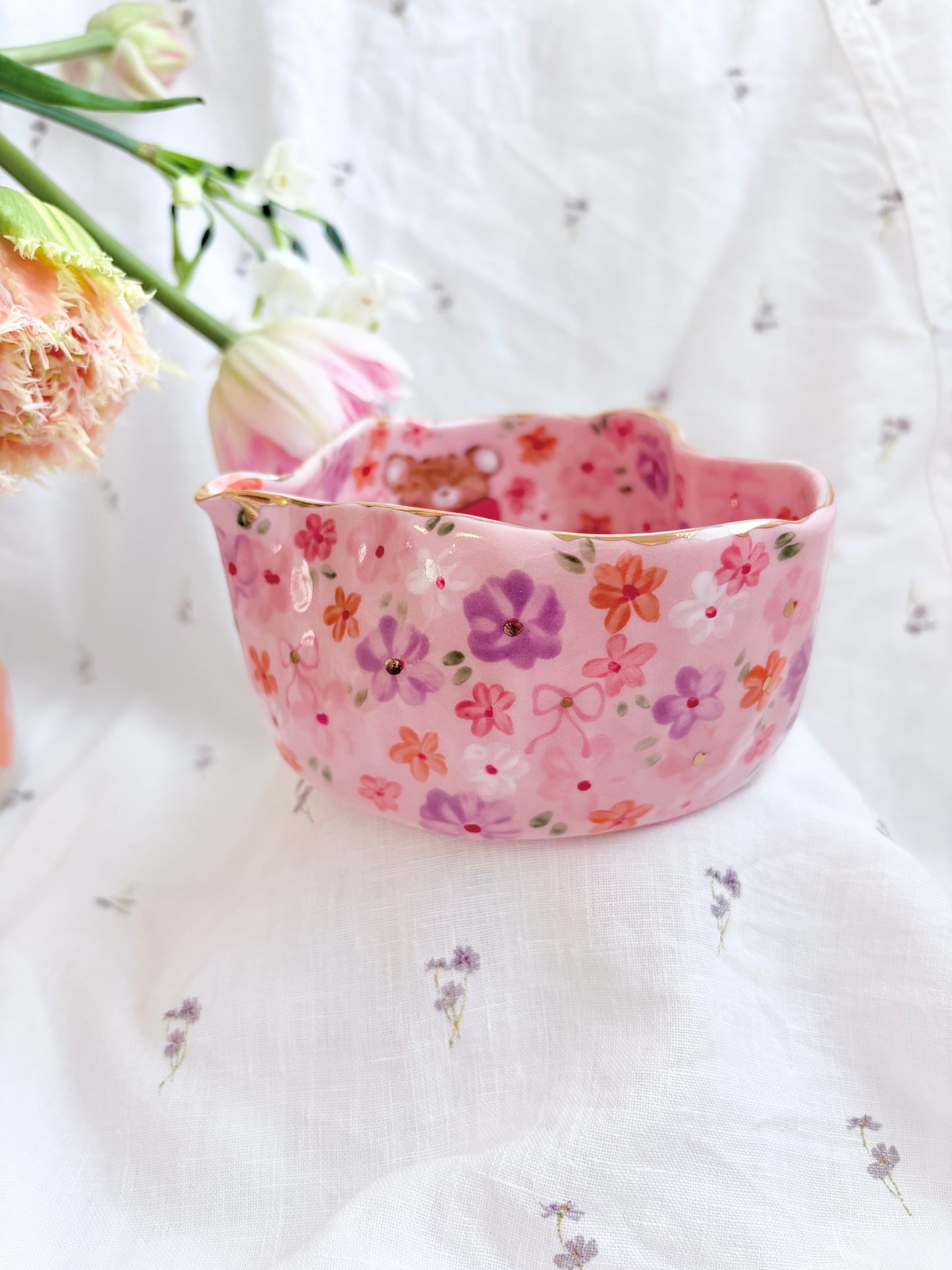14k Gold Lustre Matcha Bowl 🎀 🧸Honey Bear