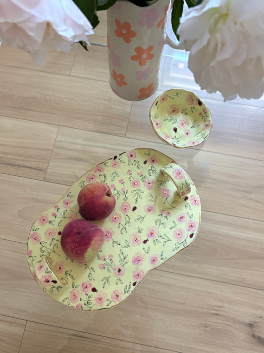 Heart full of Roses 🌹🐞 Platter and dish set✨Gold Lustre Item ✨