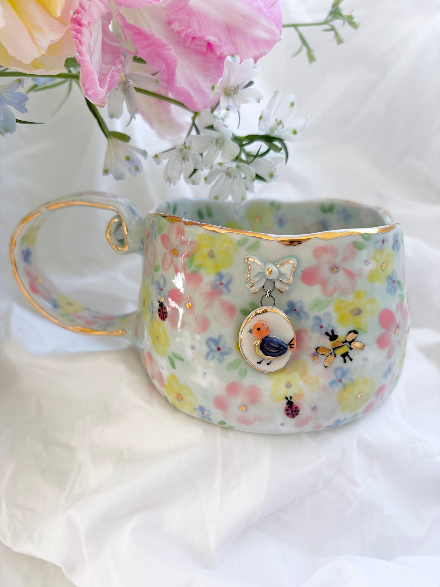 In The Forest 💐 🦊 🧚‍♀️🦜✨14k Gold Lustre Item ✨