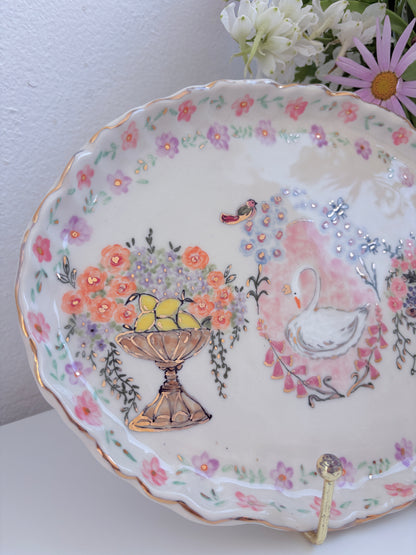 Sunday Morning Plate 🦢💐✨14k Gold Lustre Item ✨