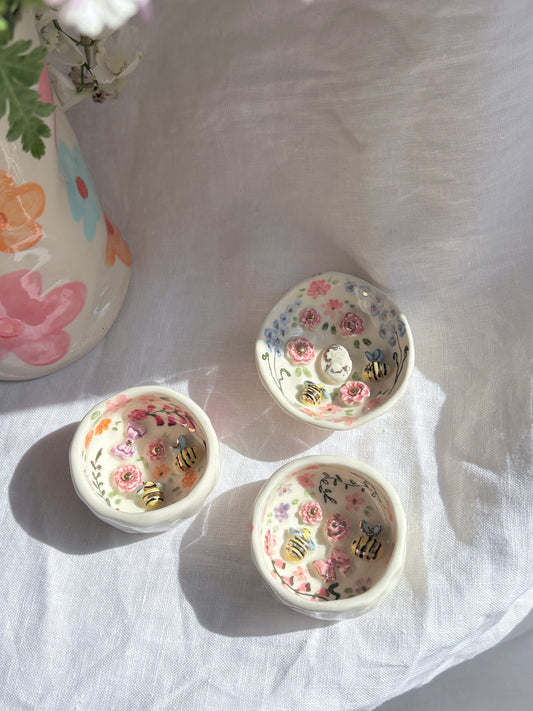 Fairy Garden 🧚‍♀️ 💐 Ring Dish✨14k Gold Lustre Item ✨