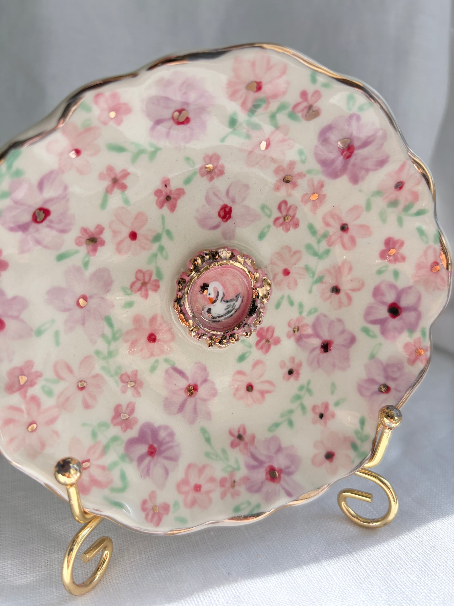 Swan Lake Ring Dish 🦢✨14k Gold Lustre Item ✨