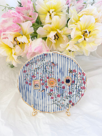 Candy Stripe Trinket Plate 💙✨Gold Lustre Item ✨