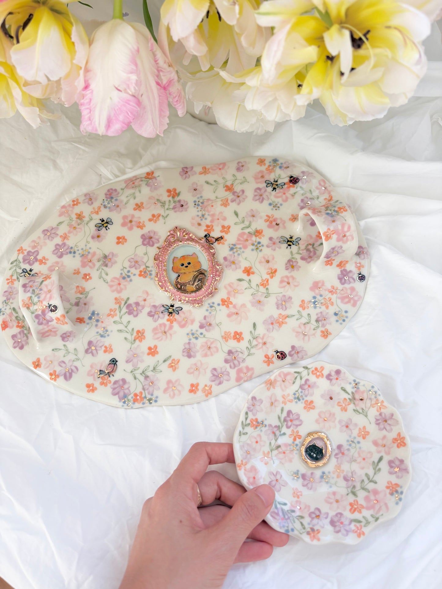 Pet Gallery Platter and Olive Plate Set ✨14k Gold Lustre Item ✨