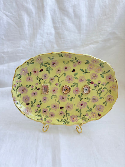 Heart full of Roses Gallery Plate 💐 💛 🐱 ✨Gold Lustre Item ✨