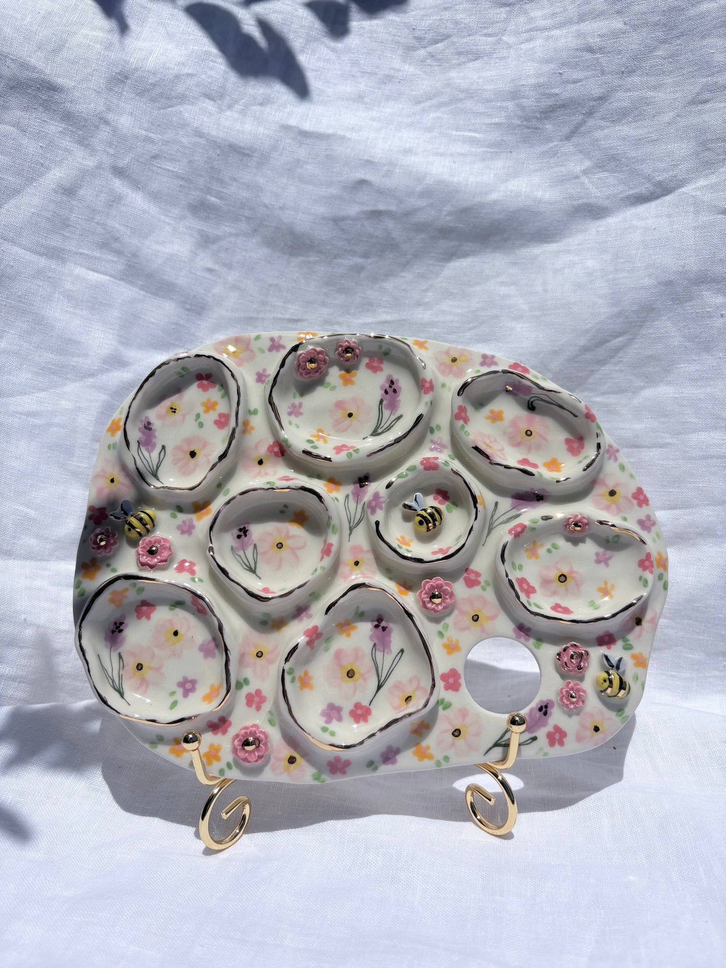 Lavender fields Paint Pallet 💜🧚‍♀️🐝 💐✨14k Gold Lustre Item ✨