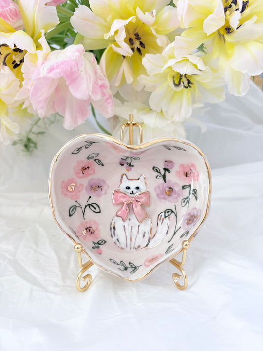 Miss Cotton Candy Heart Shaped Trinket 🦆 🎀 ✨14k Gold Lustre Item ✨