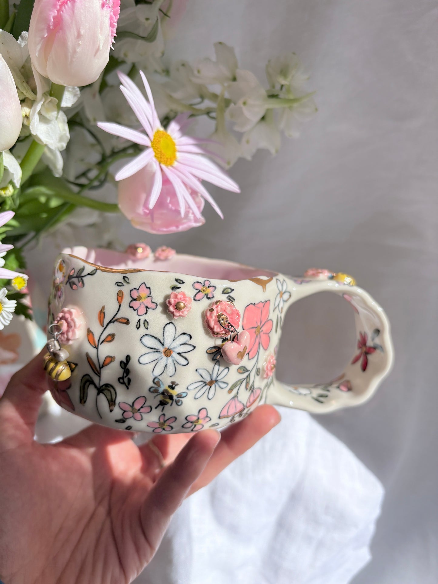 Fairy Garden Charm Mug 🧚‍♀️ 💐✨14k Gold Lustre Item ✨