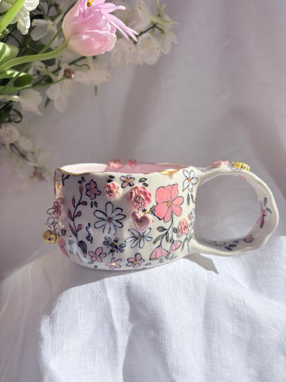 Fairy Garden Charm Mug 🧚‍♀️ 💐✨14k Gold Lustre Item ✨