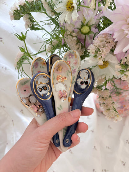 Ceramic mini spoon 🦆 🎀 ✨14k Gold Lustre Item ✨