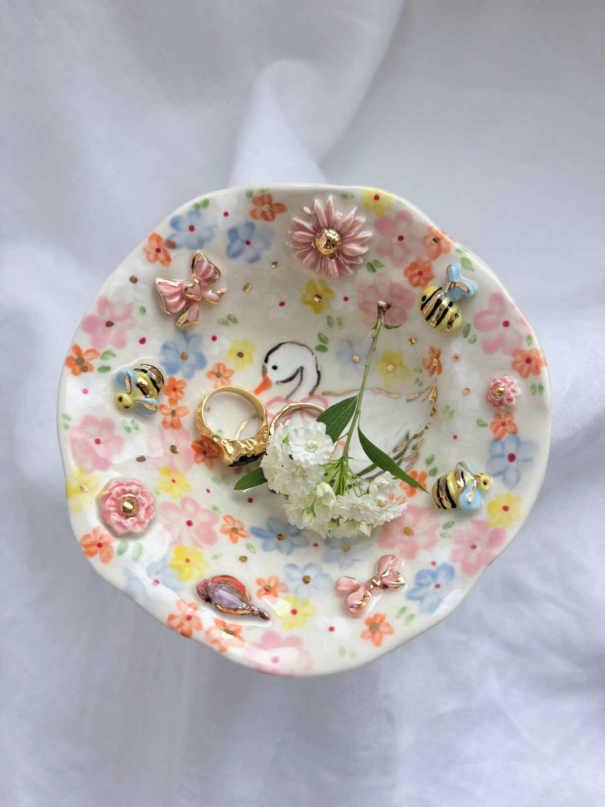 14k Gold Lustre Jewellery holder 🦢💐✨