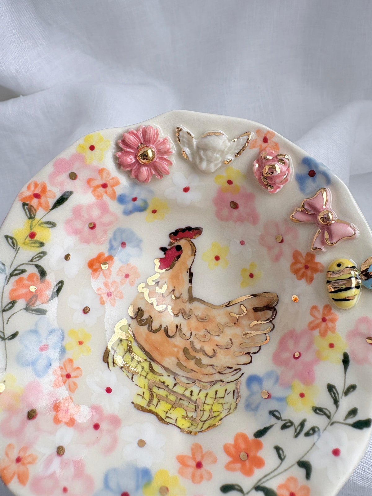 14k Gold Lustre Jewellery holder 🐔💐✨