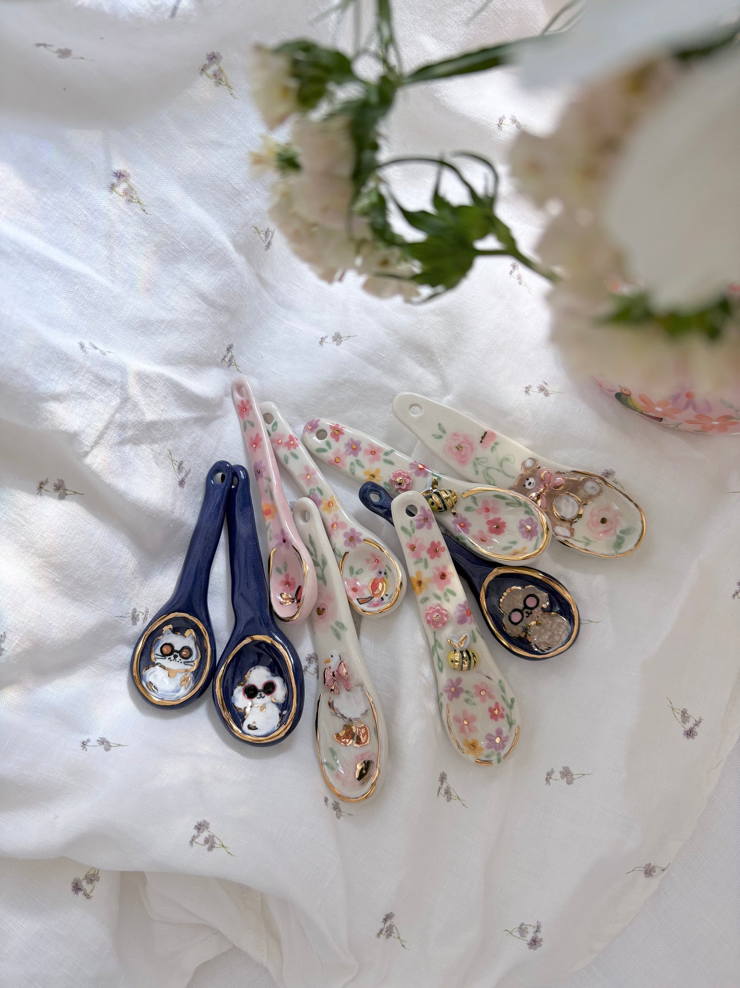 Ceramic mini spoon 🦆 🎀 ✨14k Gold Lustre Item ✨