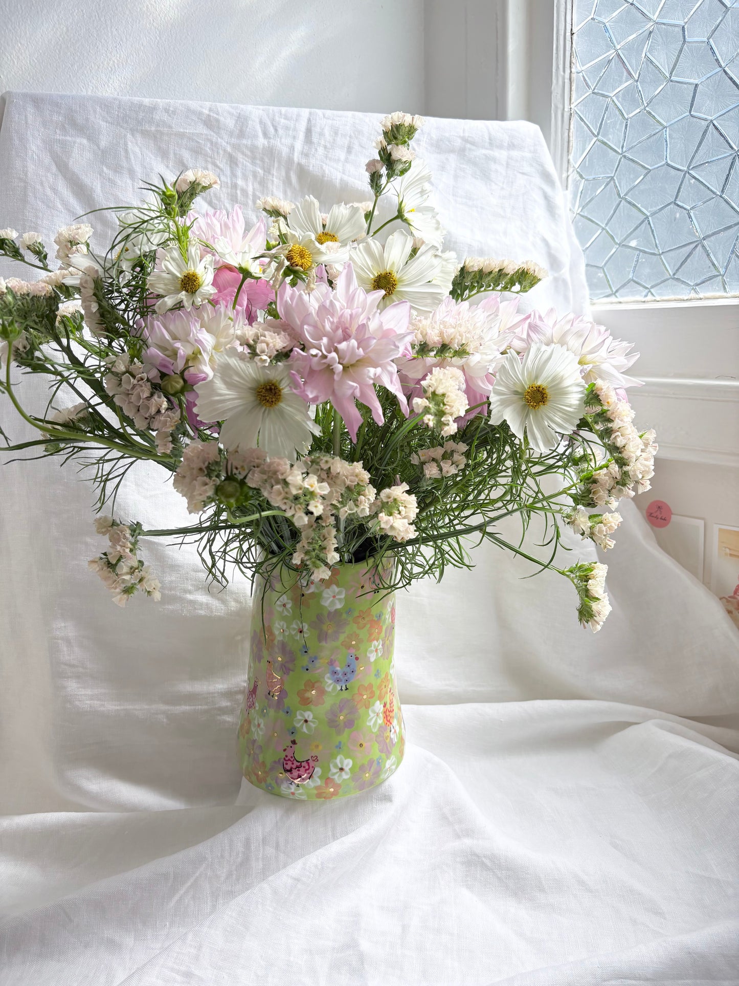 On the farm Vase 🐔💚✨14k Gold Lustre Item ✨
