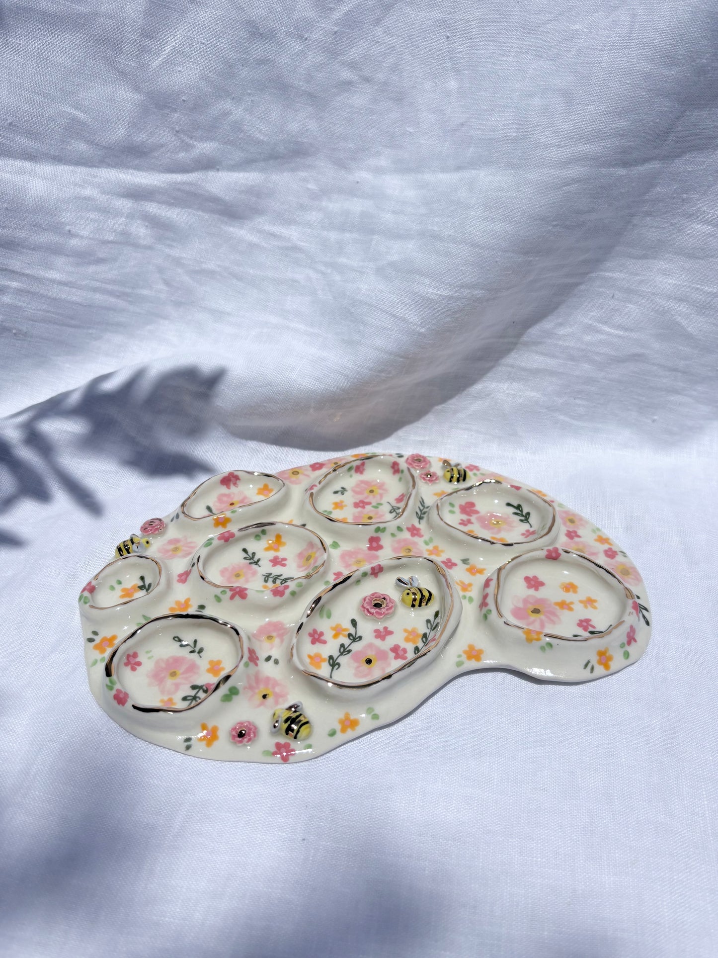 Fairy Garden Paint Pallet🧚‍♀️🐝 💐✨14k Gold Lustre Item ✨