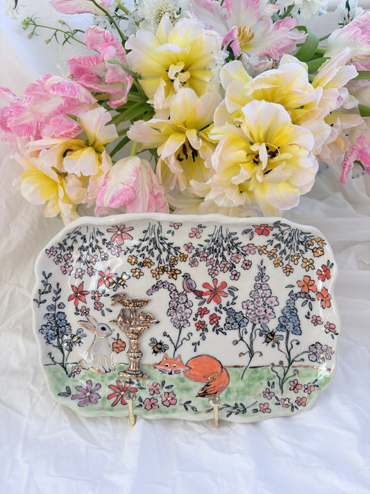 In the Forest Plate 🐰🌺 🦊🧚‍♀️🐝✨14k Gold Lustre Item ✨