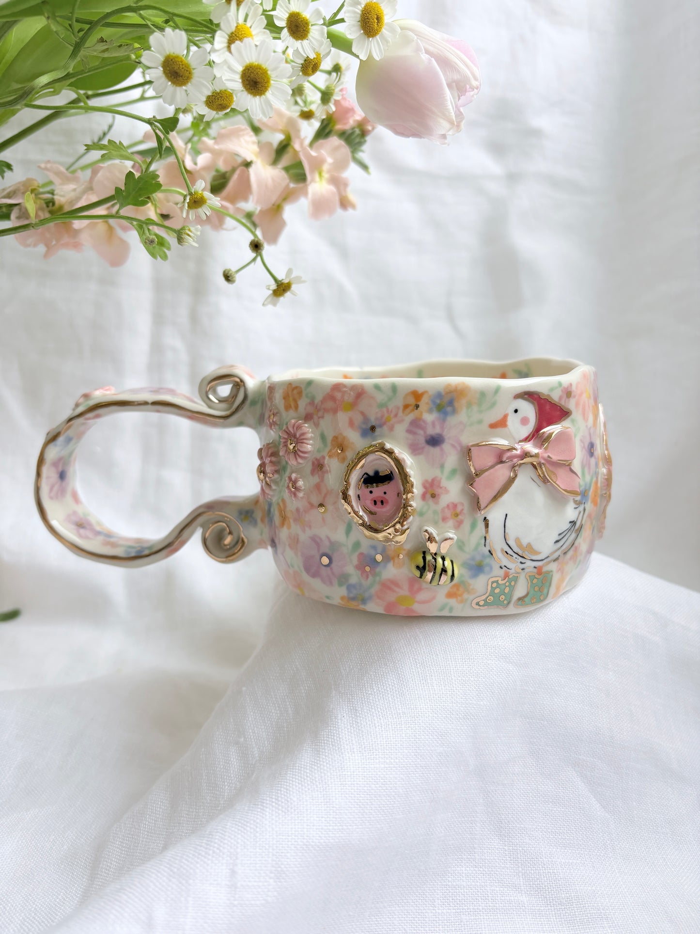 Fairy Garden 🦢🎀 💐🪿✨14k Gold Lustre Item ✨