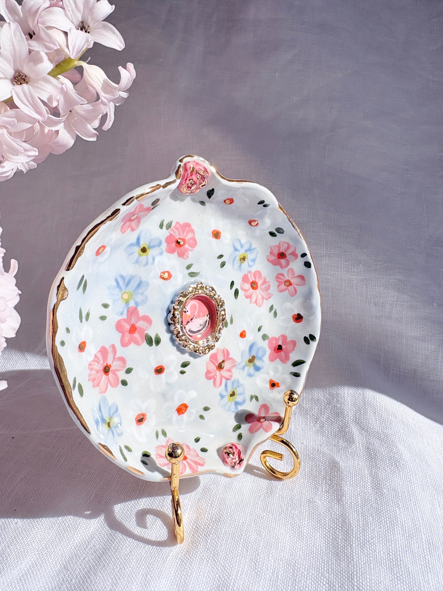 Swan Lake Ring Dish 🦋 🦢✨14k Gold Lustre Item ✨