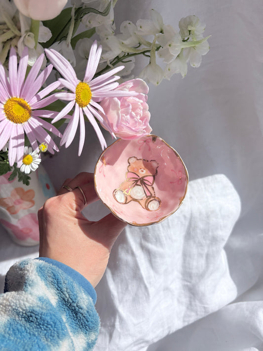 Honey Bear 🧸 🎀 Ring Dish✨14k Gold Lustre Item ✨