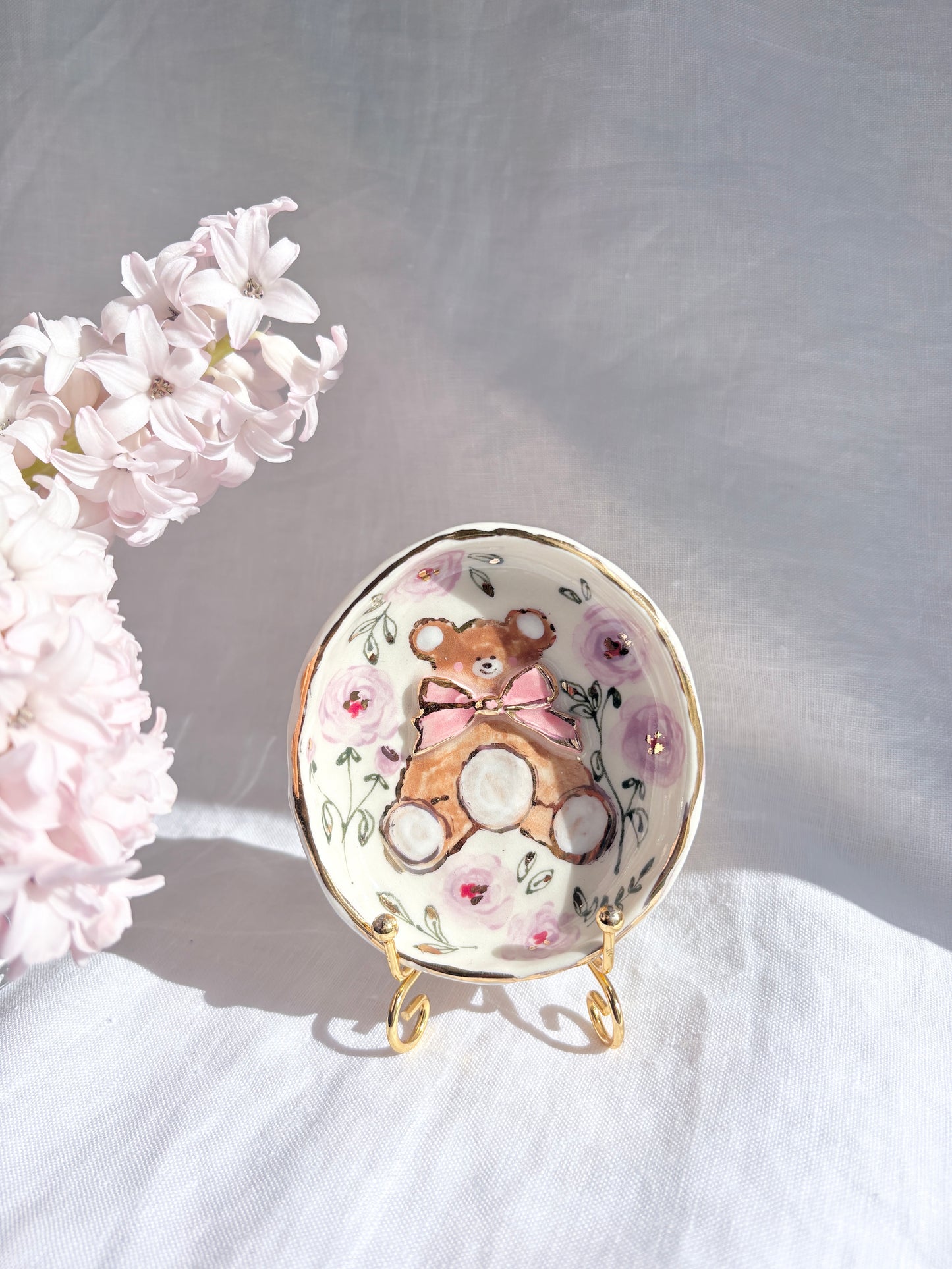 Honey Bear Ring Dish 🧸🌹✨14k Gold Lustre Item ✨