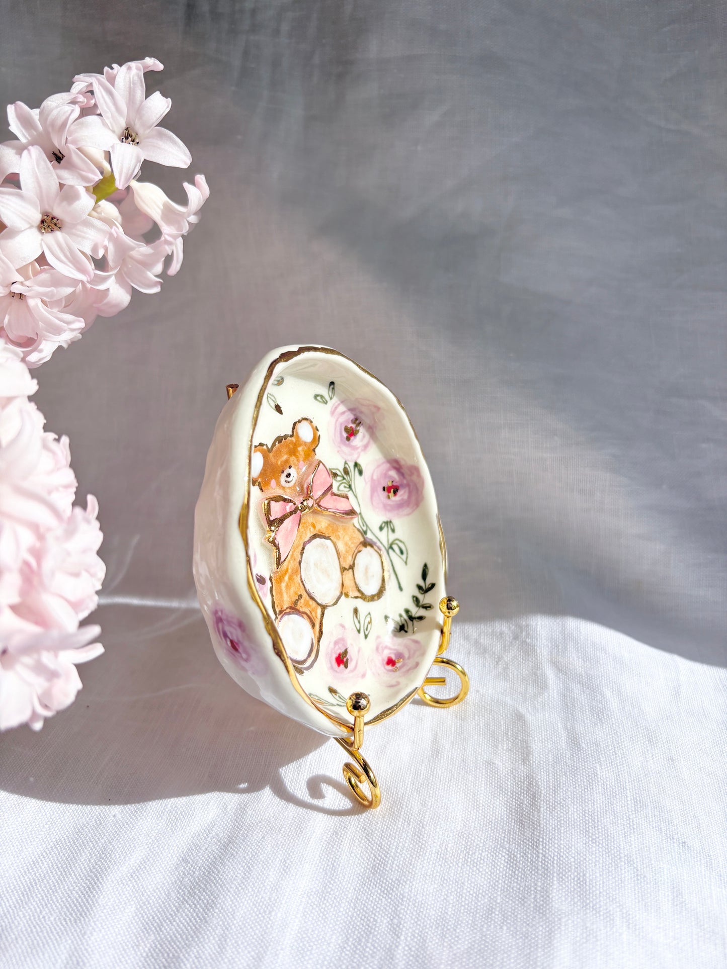Honey Bear Ring Dish 🧸🌹✨14k Gold Lustre Item ✨
