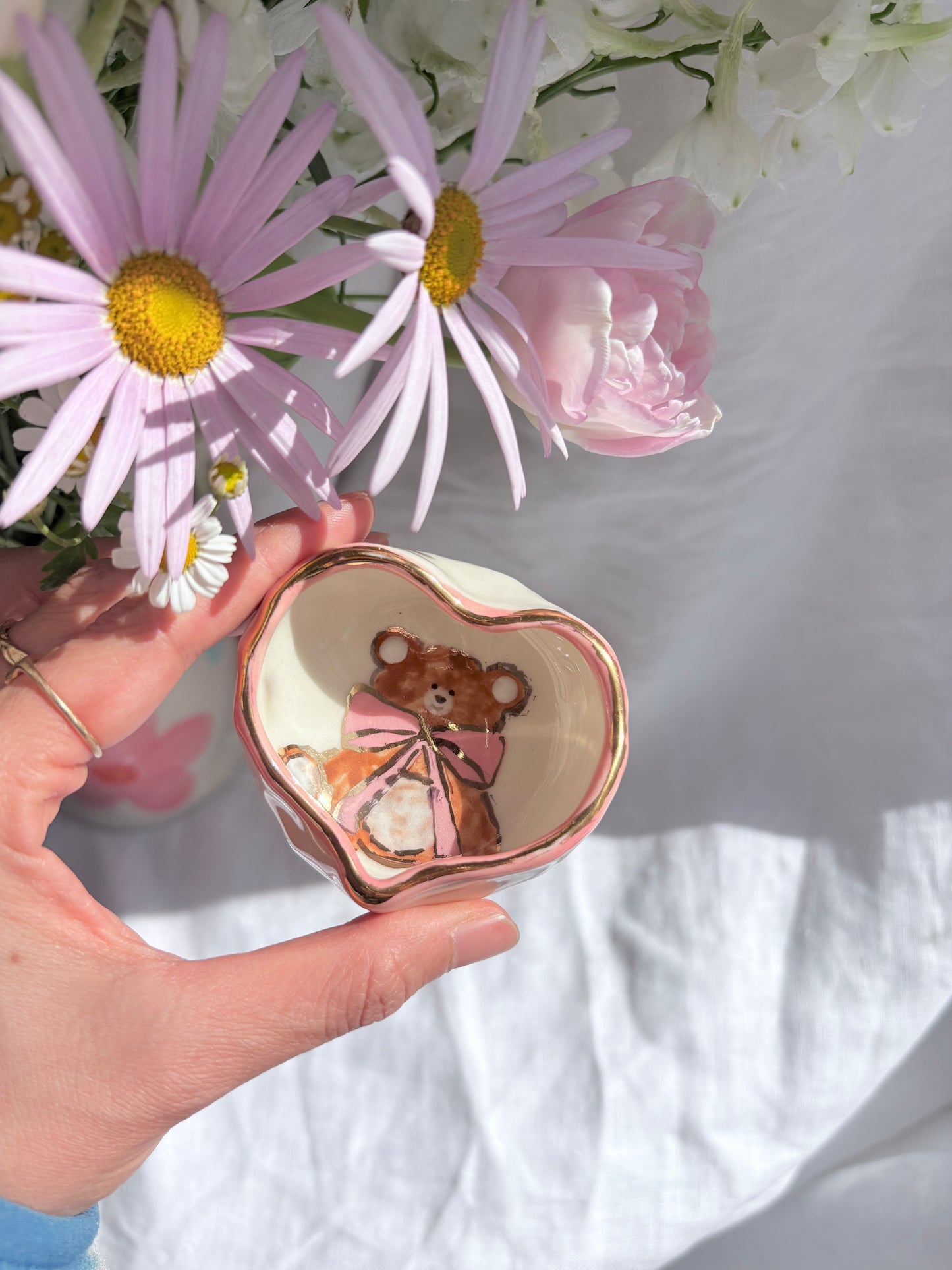 Honey Bear Heart Shaped Ring Dish 🧸 🎀