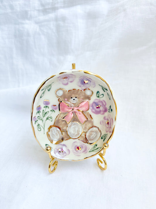 Honey Bear 🧸 💜 ring dish ✨Gold Lustre Item ✨