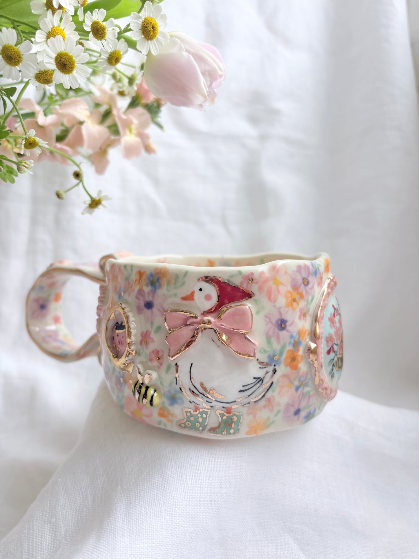 Fairy Garden 🦢🎀 💐🪿✨14k Gold Lustre Item ✨