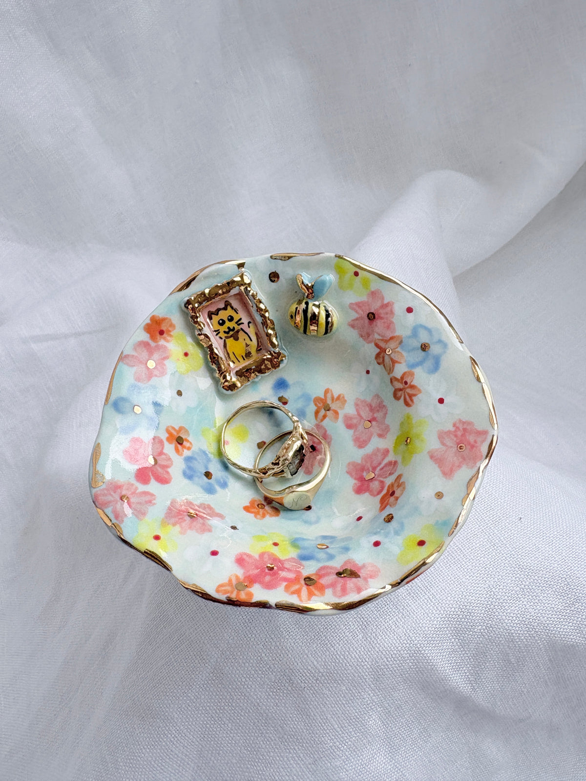 14k Gold Lustre Jewellery holder 🐈💐✨