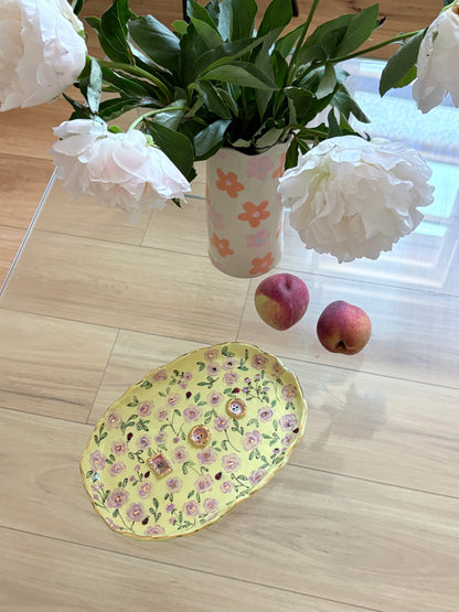 Heart full of Roses Gallery Plate 💐 💛 🐱 ✨Gold Lustre Item ✨